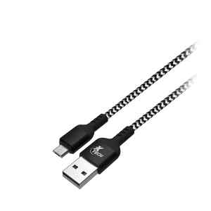 Xtech – USB cable – 4 pin USB Type A – 5 pin Micro-USB Type B – 1.8 m – Black & white – Braided XTC-366