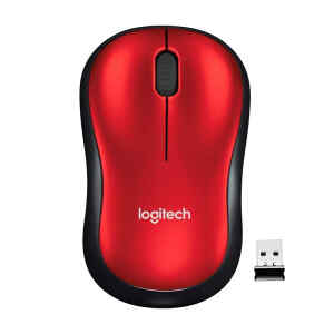 Logitech M185 – Ratón – diestro y zurdo – óptico – inalámbrico – 2.4 GHz – receptor inalámbrico USB – rojo