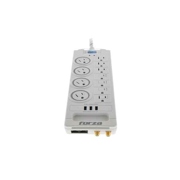 Forza – Surge protector – AC 110/220 V – 11 Tomas de Corriente – NEMA 3USB 5ft WH