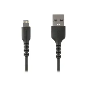 StarTech.com Cable Resistente USB-A a Lightning de 1 m Negro – Cable USB Tipo A a Lightning con Fibra de Aramida – MFi (RUSBCLTMM1MB) – Cable Lightning – USB macho recto a Lightning macho recto – 1 m – doble blindado – negro