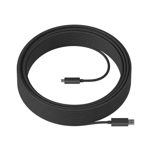 Logitech Strong – Cable USB – USB Tipo A (M) a 24 pin USB-C (M) – USB 3.1 – 10 m – plenum, Active Optical Cable (AOC) – para Room Solution Huddle, Large