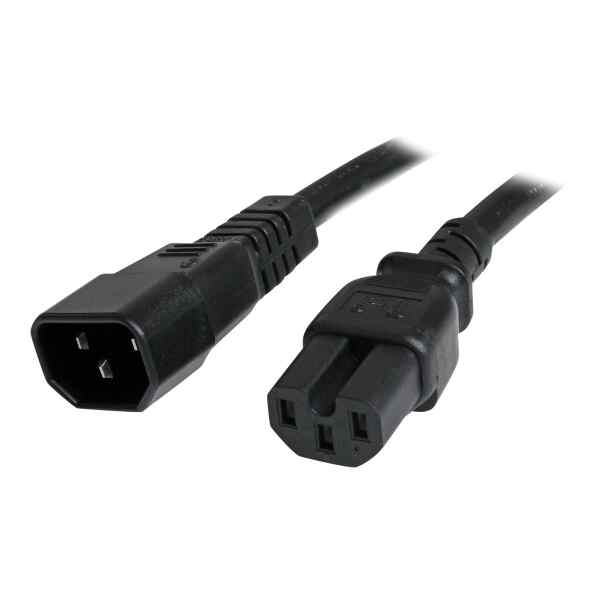 StarTech.com Cable 91cm 14 AWG Adaptador Jumper Bridge IEC C14 a IEC C15 para Servidor UPS – Cable de alimentación – IEC 60320 C14 a IEC 60320 C15 – CA 250 V – 90 cm – moldeado – negro