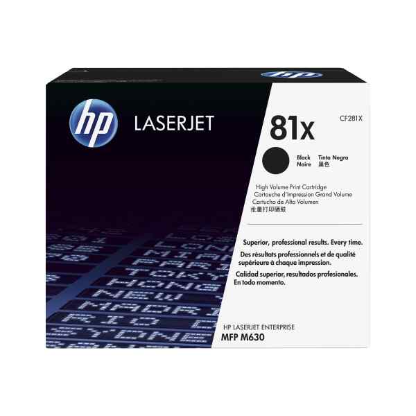 HP 81X – Alto rendimiento – negro – original – LaserJet – cartucho de tóner (CF281X) – para LaserJet Enterprise M632, MFP M630; LaserJet Enterprise Flow MFP M630; Officejet Pro 8730
