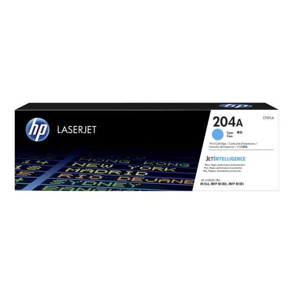 HP 204A – Cián – original – LaserJet – cartucho de tóner (CF511A) – para Color LaserJet Pro M154a, M154nw, MFP M180n, MFP M180nw, MFP M181fw