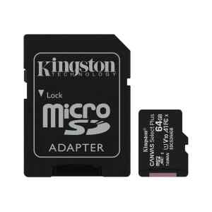 Kingston Canvas Select Plus – Tarjeta de memoria flash (adaptador microSDXC a SD Incluido) – 64 GB – A1 / Video Class V10 / UHS Class 1 / Class10 – microSDXC UHS-I