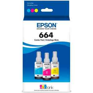 Epson T664 – Paquete de 3 – 70 ml – amarillo, cián, magenta – original – recarga de tinta – para Epson L120, L1300, L310, L380, L395, L495; EcoTank L310, L575