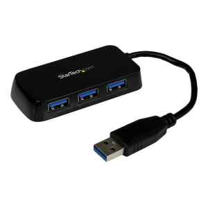 StarTech.com Adaptador Concentrador Hub Ladrón USB 3.0 Super Speed 4 Puertos Salidas Portátil para Ordenador Portátil – Negro (ST4300MINU3B) – Hub – 4 x SuperSpeed USB 3.0 – sobremesa – para P/N: FCREADMICRO3, MSDREADU3CA, USB3S2ESATA3