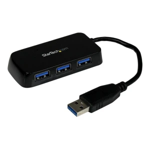 StarTech.com Adaptador Concentrador Hub Ladrón USB 3.0 Super Speed 4 Puertos Salidas Portátil para Ordenador Portátil – Negro (ST4300MINU3B) – Hub – 4 x SuperSpeed USB 3.0 – sobremesa – para P/N: FCREADMICRO3, MSDREADU3CA, USB3S2ESATA3