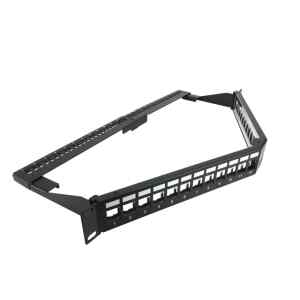Nexxt Solutions Infrastructure – Patch panel – Cold-rolled steel – Black with silver extrusion – Angled Mod SH 24P 1U