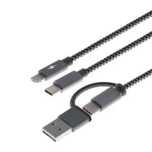 Xtech – USB cable – USB Type A or C – Micro USB or Lightning and USB type C – 1.2 m – only chargingXTC-560