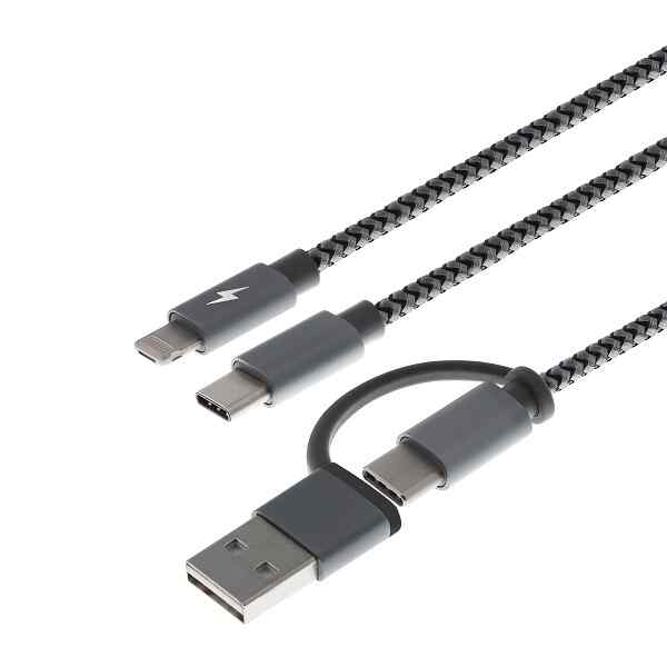 Xtech – USB cable – USB Type A or C – Micro USB or Lightning and USB type C – 1.2 m – only chargingXTC-560