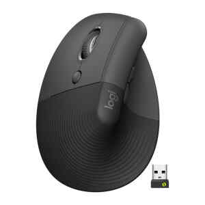 Logitech Lift Left Vertical Ergonomic Mouse – Ratón vertical – ergonómico – zurdo – 6 botones – inalámbrico – Bluetooth, 2.4 GHz – receptor de USB Logitech Logi Bolt – grafito
