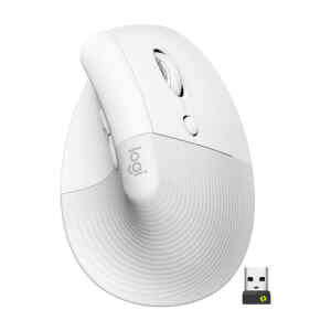 Logitech Lift Vertical Ergonomic Mouse – Ratón vertical – ergonómico – 6 botones – inalámbrico – Bluetooth, 2.4 GHz – receptor de USB Logitech Logi Bolt – blanco hueso