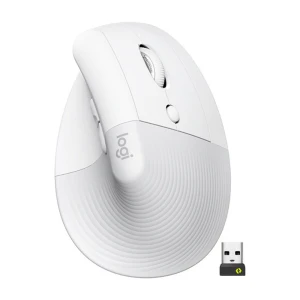 Logitech Lift Vertical Ergonomic Mouse – Ratón vertical – ergonómico – 6 botones – inalámbrico – Bluetooth, 2.4 GHz – receptor de USB Logitech Logi Bolt – blanco hueso