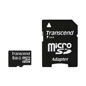 MICRO SD 8GB con adaptador | TS8GUSDHC4 – Transcend