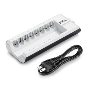 Cargador de bateria de 8 bahias, baterias recargables AA, AAA, Ni-MH, Ni-Cd | EBL 8 BAY – EBL