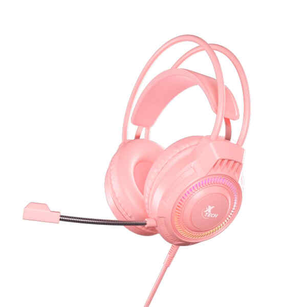 Xtech – XTH-564 – Headset – Para Computer / Para Game console – Wired – 3.5mm+USB Pink