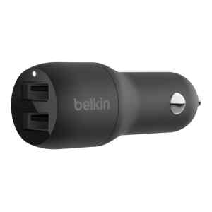 Belkin Dual Charger – Adaptador de corriente para el coche – 24 vatios – 4.8 A – 2 conectores de salida (USB) – negro