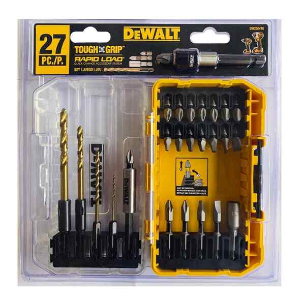 Set De 27 Piezas Sujetadores, Brocas Y Puntas Para Atornillar Tough Grip. Marca Dewalt