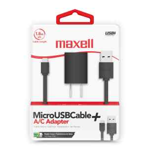 Musb-600 6FT USB To Micro USB Flat cable W/AC ADAPTER BLK | Maxell