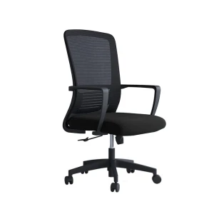 Silla Ejecutiva, Respaldo de Mesh, asiento acolchonado tapizado en tela, color negro | OC215