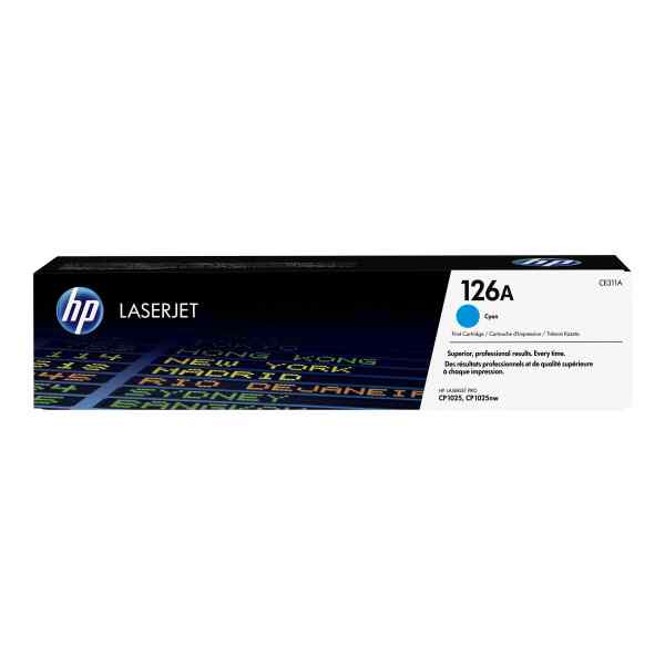 HP 126A – Cián – original – LaserJet – cartucho de tóner (CE311A) – para Color LaserJet Pro CP1025; LaserJet Pro MFP M175; TopShot LaserJet Pro M275