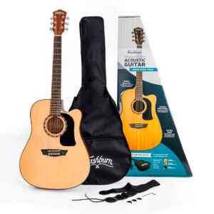 Paquete de Guitarra Acustica Aprentice Funda, Correa y Pueas Natural | AD5CEPACK-A-U – WASHBURN
