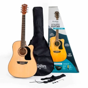 Paquete de Guitarra Acustica Aprentice Funda, Correa y Pueas Natural | AD5CEPACK-A-U – WASHBURN