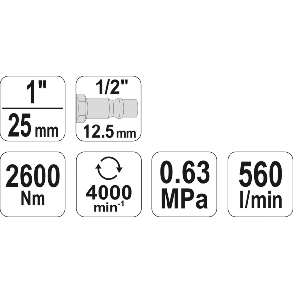 PISTOLA DE IMPACTO NEUMATICA RAIZ 1 CAÑON CORTO 2600Nm YT-0959