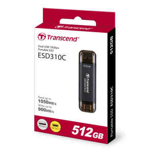 Dual USB External SSD 512GB ESD310C, USB 10Gbps, Type C/A | TS512GESD310C – Transcend