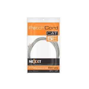 Nexxt – Cable de interconexión – RJ-45 (M) a RJ-45 (M) – 90 cm – UTP – CAT 5e – moldeado, trenzado – gris