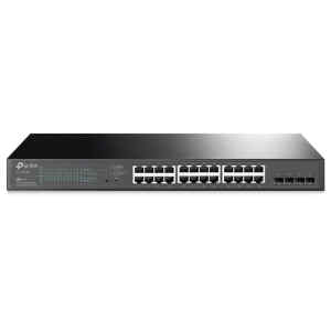Switch Smart Gigabit JetStream de 24 puertos PoE+ y 4 ranuras SFP, para rack | TP-Link