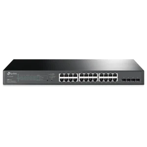 Switch Smart Gigabit JetStream de 24 puertos PoE+ y 4 ranuras SFP, para rack | TP-Link