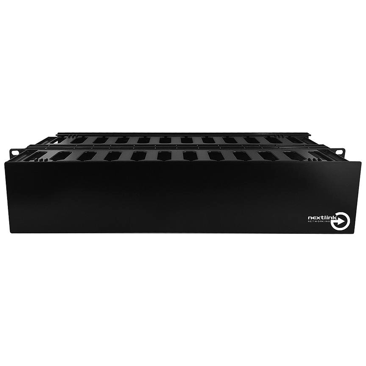 Organizador Horizontal de cableado de 2U, doble, PVC, color negro