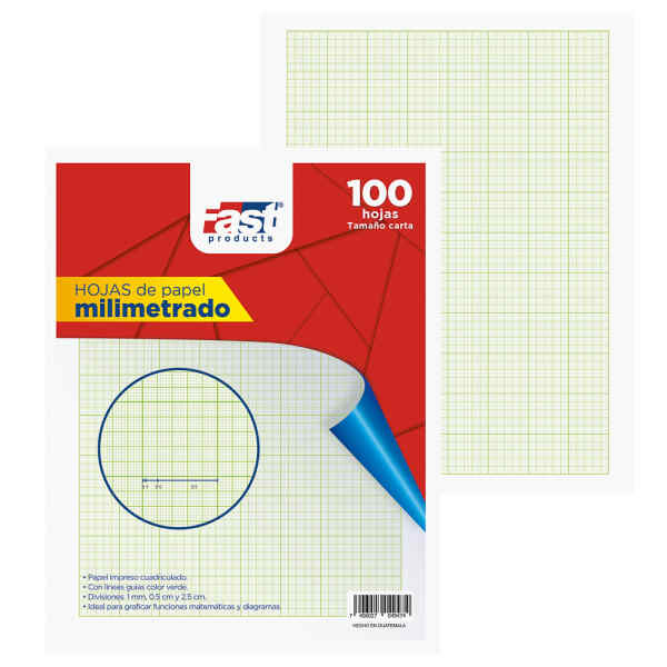 Hojas Milimetradas Fast Carta Bx100 Verde (5)