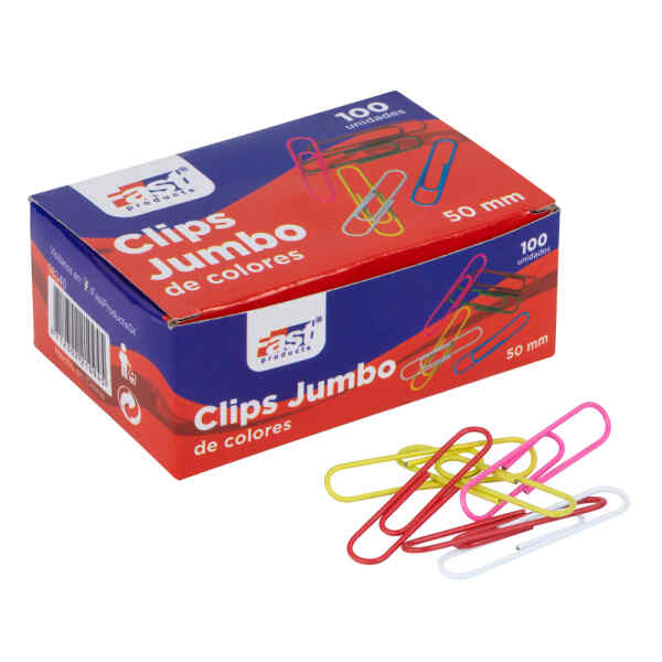 Clips Jumbo Fast Colores Caja X 100  (10X10)