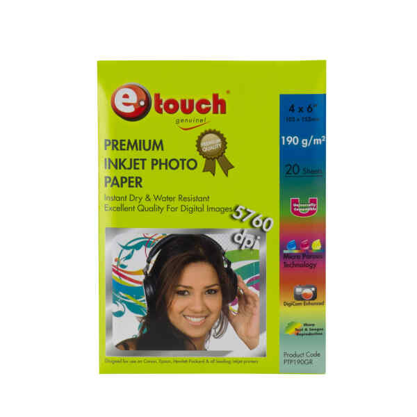 Papel Fotografico E-Touch 4X6 190 Grs. 20H.