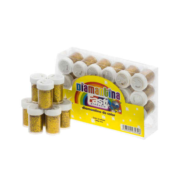 Diamantina Fast Caja Con 24 Botes 10 Grs. Dorado (8X3)