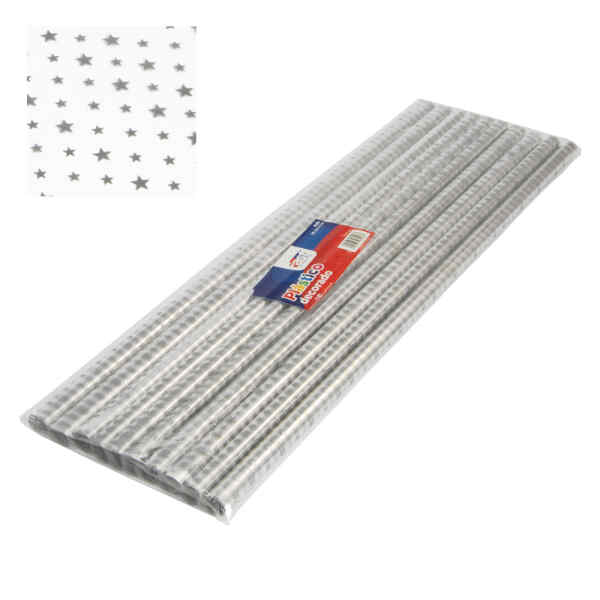 Plastico Decorado Fast Rollo 50Cm.X3M Px10 38-3 Estrellas Plateadas (20)