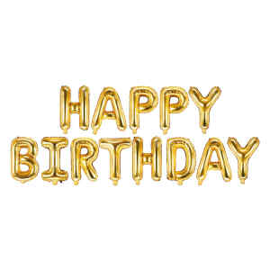 Globo Fast Letrero Happy Birthday 13Pzs Dorado (20X25)