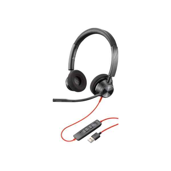 Poly Blackwire 3320-M – Blackwire 3300 series – auricular – en oreja – cableado – cancelación de sonido activo – USB-A – negro – Certificado para Equipos de Microsoft