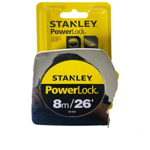 CINTA METRICA, TIPO POWERLOCK, 1 PULGADAS X 8 METROS. MARCA STANLEY