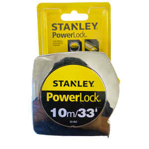 CINTA METRICA, TIPO POWERLOCK, 1 PULGADAS X 10 METROS. MARCA STANLEY
