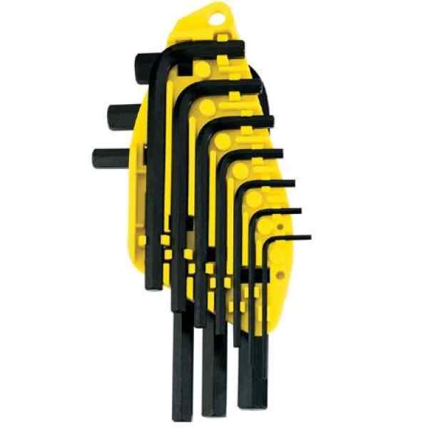 JUEGO DE 10 LLAVES HEXAGONALES/ALLEN DE 1/16, 5/64, 3/32, 1/8, 5/32, 3/16, 7/32, 1/4, 5/16 Y 3/8 PULGADAS. MARCA STANLEY