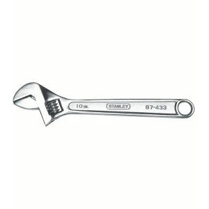 LLAVE AJUSTABLE DE CANGREJO CROMADA, LARGO 10 PULGADAS, APERTURA 1-1/8 PULGADAS, PESO DE 13.7 ONZAS. MARCA STANLEY