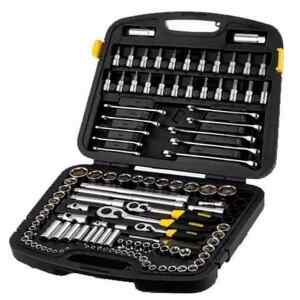 JUEGO DE 120 HERRAMIENTAS MECANICAS, COPAS, RATCHETS, LLAVES, EXTENSIONES, PUNTAS, ADAPTADORES. MARCA STANLEY