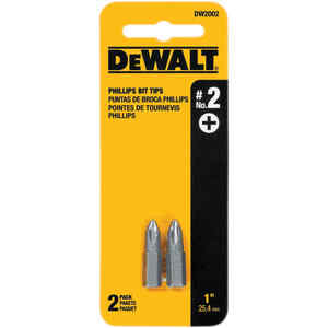 SET DE 2 PUNTAS PHILLIPS No. 2 X 1 PULG LARGO, EN BLISTER. MARCA DEWALT