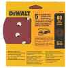 DISCO DE LIJA, 5 PULG, GRANO 80, TIPO VELCRO. MARCA DEWALT