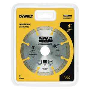DISCO DIAMANTADO, 4 PULG, CORTES EN SECO, BORDE SEGMENTADO, CON ARANDELA DE AJUSTE DE 7/8 Y 5/8 PULG. MARCA DEWALT