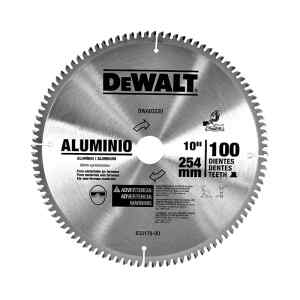 DISCO DE SIERRA, 10 PULG, EJE 30 MM ADAPTADOR DE 1, 5/8 Y 3/4 PULG, 100 DIENTES DE CARBURO, P/ALUMINIO. MARCA DEWALT